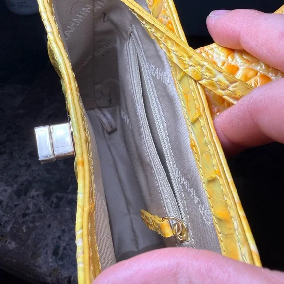 Brahmin Yellow Croc-Embossed Crossbody with Turn-Lock - Picture 7 of 7